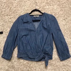 Madewell longsleve denim top with cute tie
